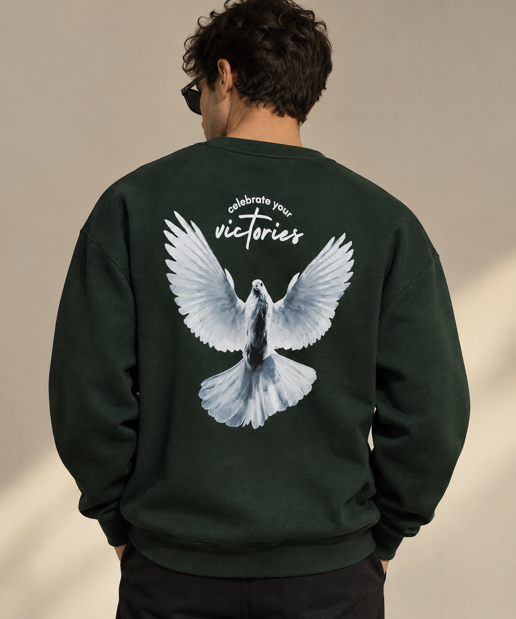 HUSTLE Premium Oversized Sweatshirt – Forest Green